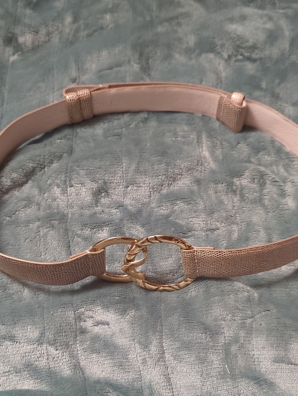 63-Gold Buckle Elastic Waist Belt. Small size. Pre-loved.